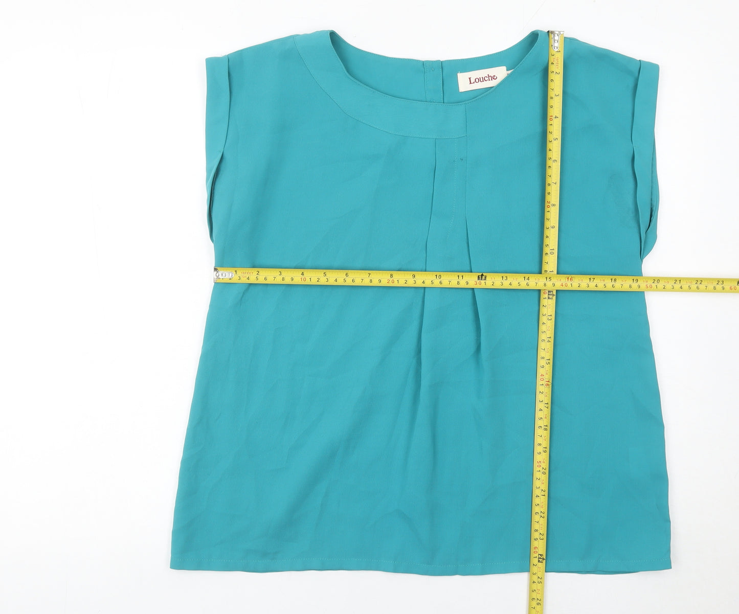 Louche Womens Blue Sleeveless Blouse Top Size S Polyester Casual