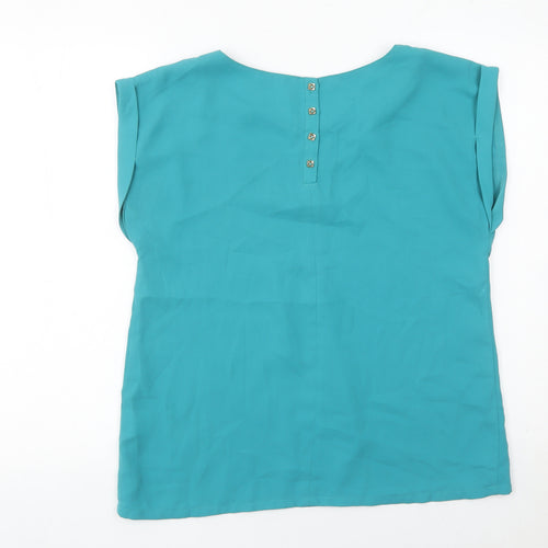 Louche Womens Blue Sleeveless Blouse Top Size S Polyester Casual