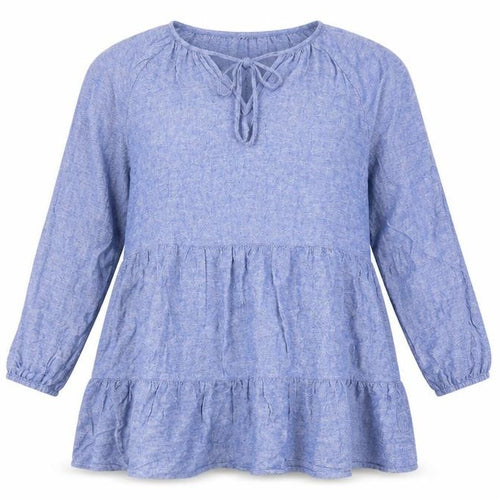 Marks and Spencer Women’s Blue Chambray Linen Blend Knee Length Dress UK 16