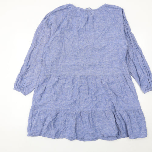 Marks and Spencer Women’s Blue Chambray Linen Blend Knee Length Dress UK 16