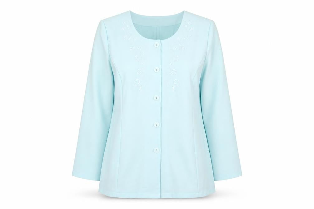 Front view of Fashion Extra Women’s Blue Suit Jacket UK 16 Four Button Polyester