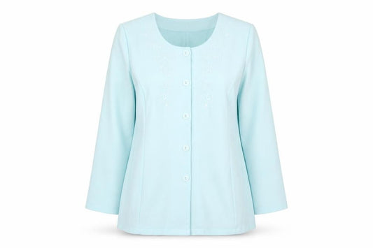 Front view of Fashion Extra Women’s Blue Suit Jacket UK 16 Four Button Polyester