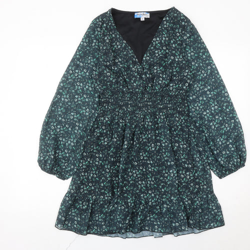 Rebellion Again Women’s Green Floral A-Line Mini Dress M