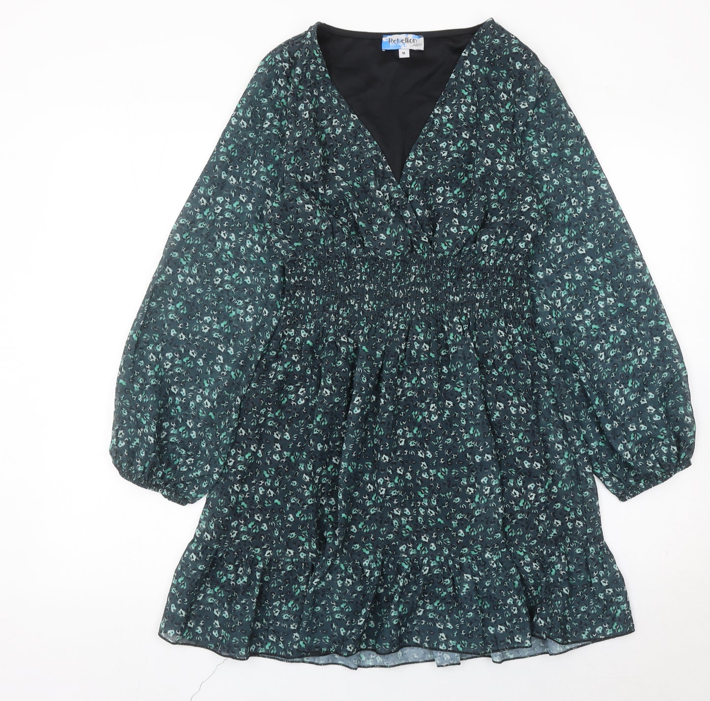 Rebellion Again Women’s Green Floral A-Line Mini Dress M