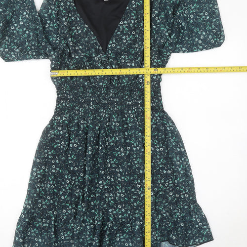 Rebellion Again Women’s Green Floral A-Line Mini Dress M