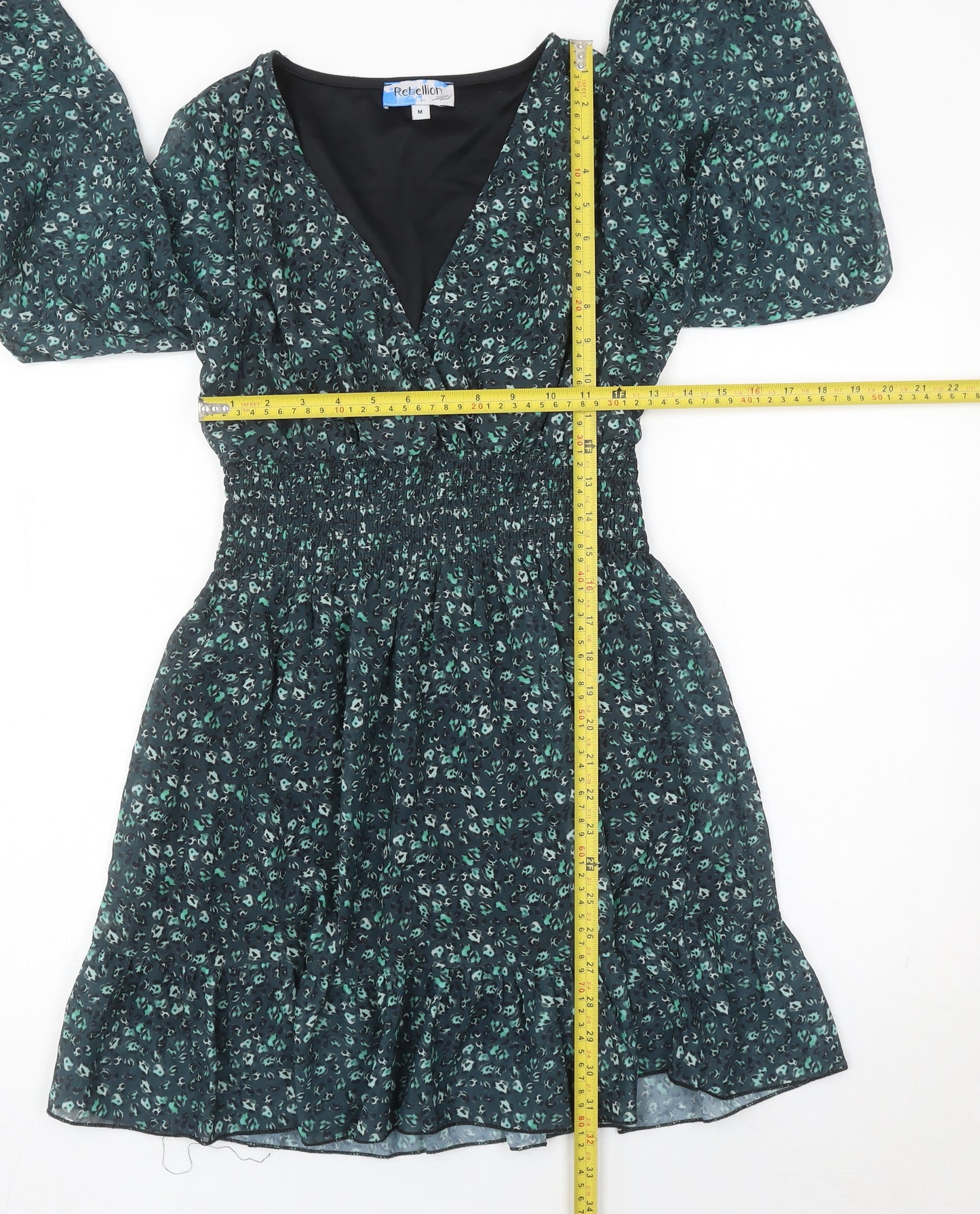 Rebellion Again Women’s Green Floral A-Line Mini Dress M