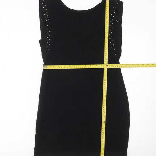 Warehouse Women’s Black Size 12 Bodycon Studded Scoop Neck Dress