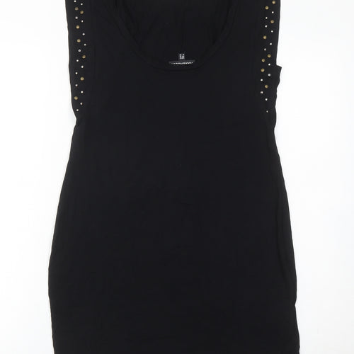 Warehouse Women’s Black Size 12 Bodycon Studded Scoop Neck Dress