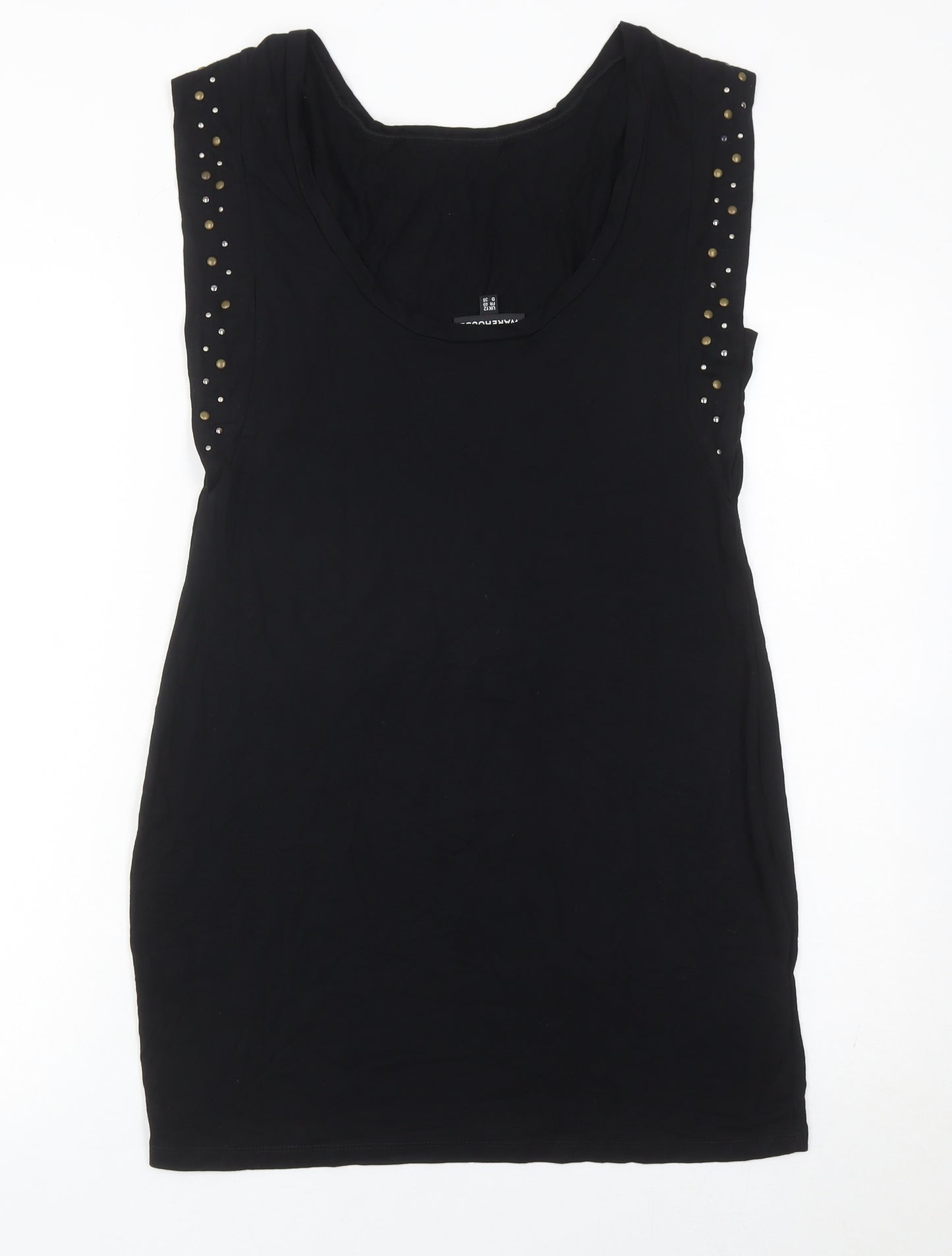 Warehouse Women’s Black Size 12 Bodycon Studded Scoop Neck Dress