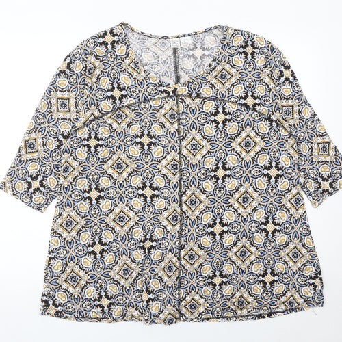 Artisan NY Womens Plus Size 20 Multicoloured Boho Tunic Blouse 3/4 Sleeve