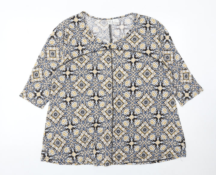 Artisan NY Womens Plus Size 20 Multicoloured Boho Tunic Blouse 3/4 Sleeve