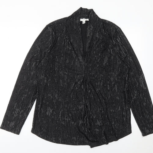 Rio & Rian Womens Black Glitter Long Sleeve Blouse Size L Party Top