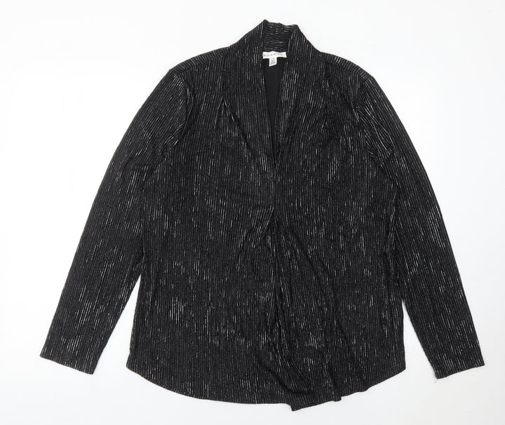 Rio & Rian Womens Black Glitter Long Sleeve Blouse Size L Party Top