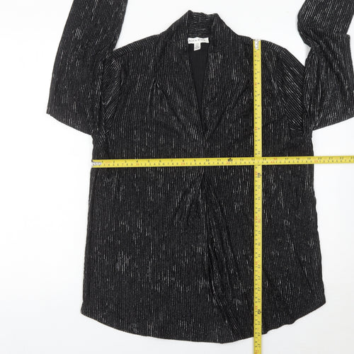 Rio & Rian Womens Black Glitter Long Sleeve Blouse Size L Party Top