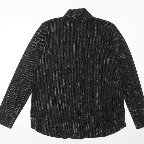Rio & Rian Womens Black Glitter Long Sleeve Blouse Size L Party Top