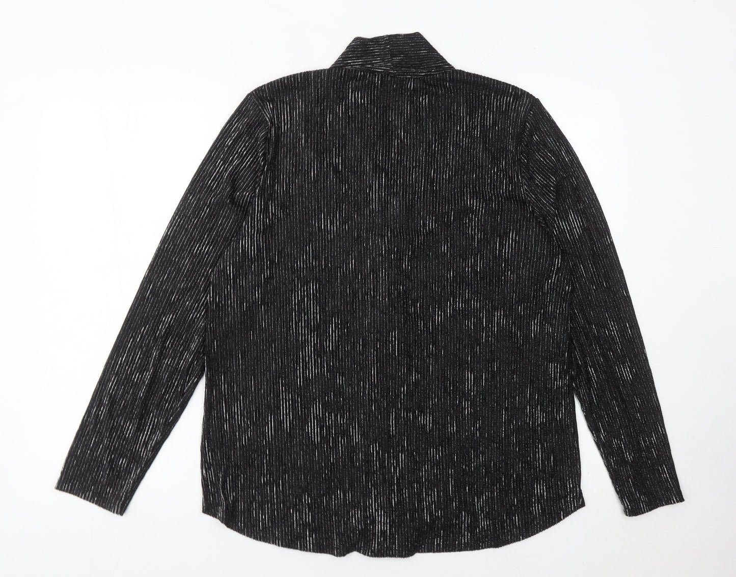 Rio & Rian Womens Black Glitter Long Sleeve Blouse Size L Party Top