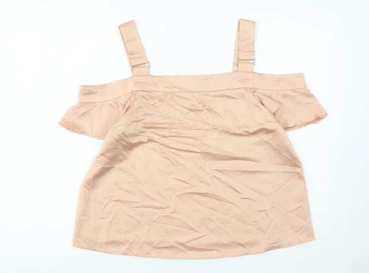 Red Herring Women’s Beige Off Shoulder Ruffle Blouse Size 12