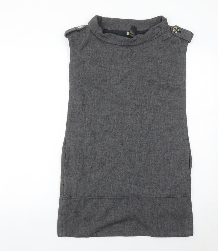 Mango Women’s Grey Shift Dress Size 8 Sleeveless Workwear