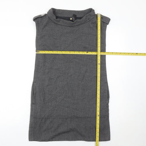 Mango Women’s Grey Shift Dress Size 8 Sleeveless Workwear