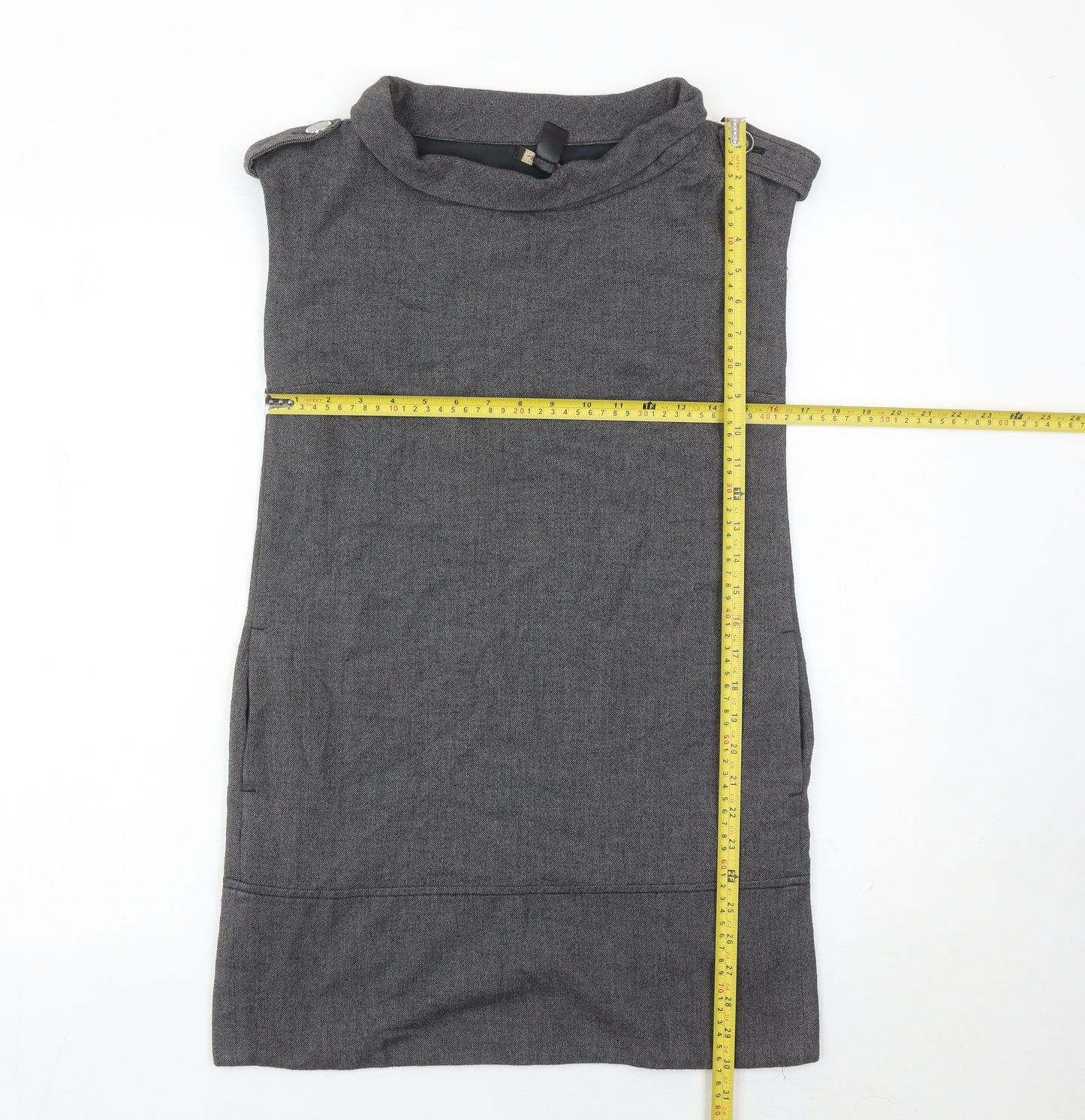 Mango Women’s Grey Shift Dress Size 8 Sleeveless Workwear