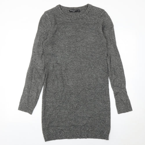 Brave Soul Women’s Grey Jumper Dress Size S Long Sleeve Knit