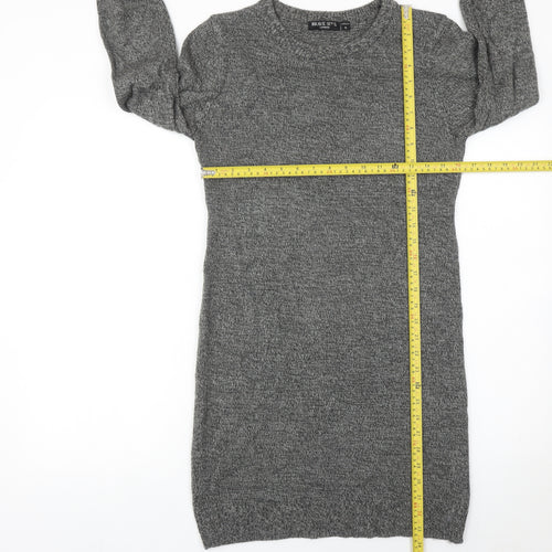 Brave Soul Women’s Grey Jumper Dress Size S Long Sleeve Knit