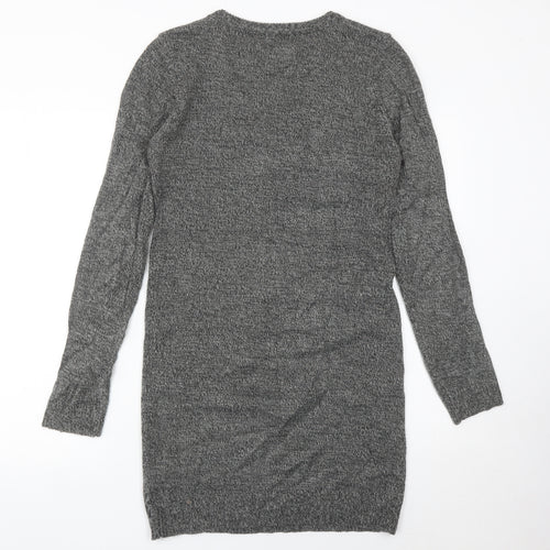 Brave Soul Women’s Grey Jumper Dress Size S Long Sleeve Knit