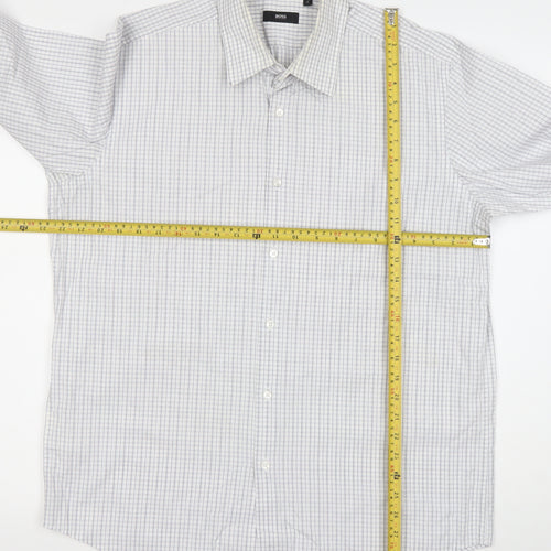 Hugo Boss Men's White Check Long Sleeve Cotton Button-Up Shirt 17/43