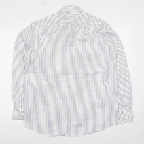 Hugo Boss Men's White Check Long Sleeve Cotton Button-Up Shirt 17/43