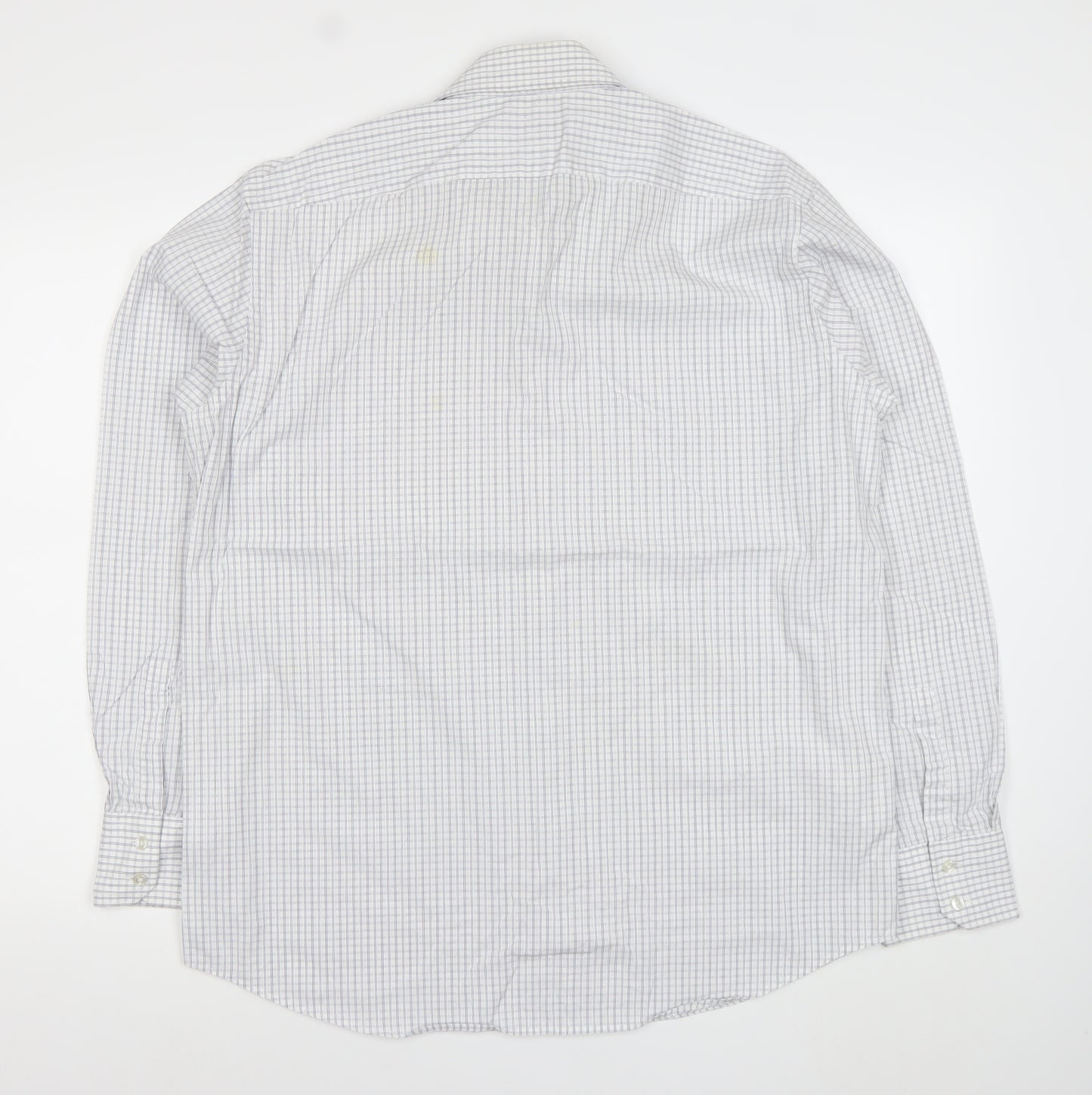 Hugo Boss Men's White Check Long Sleeve Cotton Button-Up Shirt 17/43