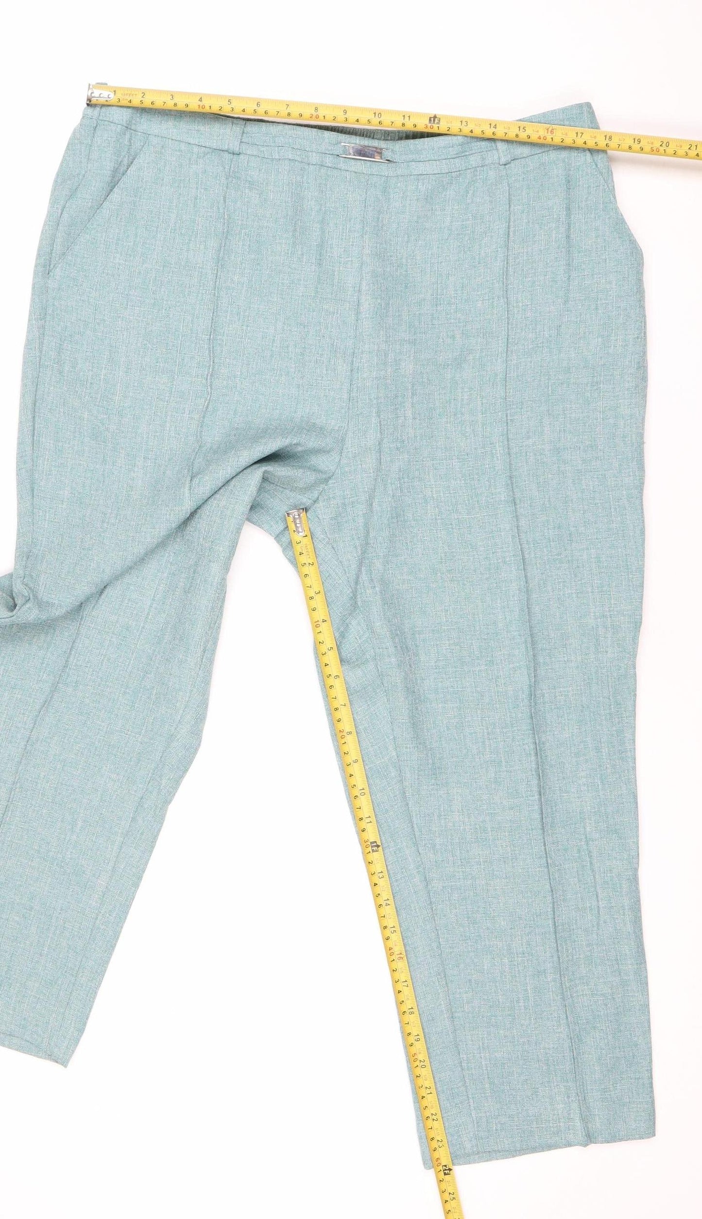 Honor Millburn Women’s Green Linen Blend Relaxed Trousers Size 20