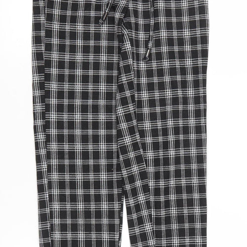 New Look Women’s Black Plaid Jogger Trousers Size UK 4