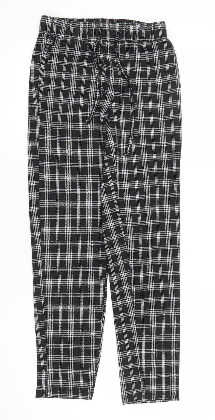 New Look Women’s Black Plaid Jogger Trousers Size UK 4