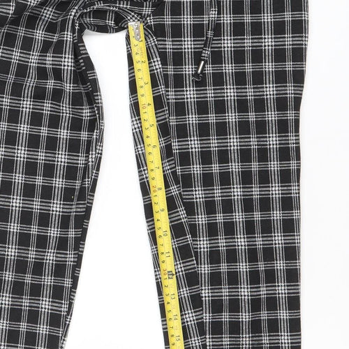 New Look Women’s Black Plaid Jogger Trousers Size UK 4