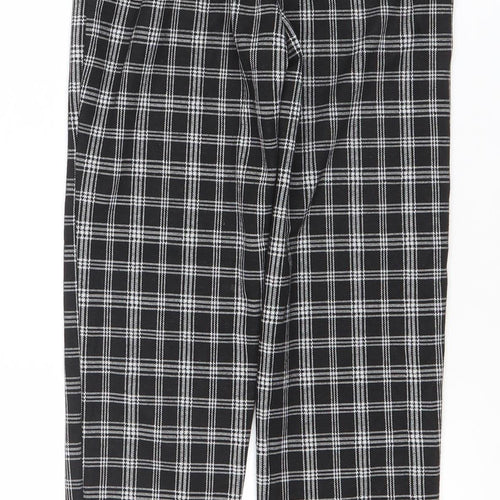 New Look Women’s Black Plaid Jogger Trousers Size UK 4