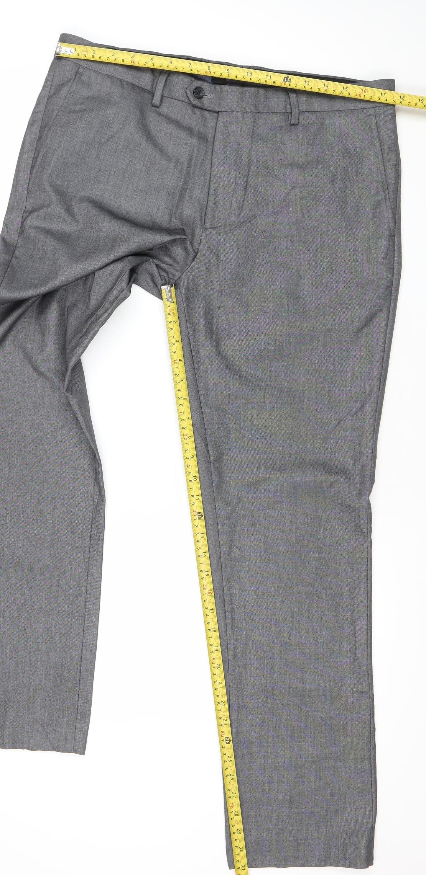Cedar Wood State Men's Grey 36R Regular Fit Dress Trousers