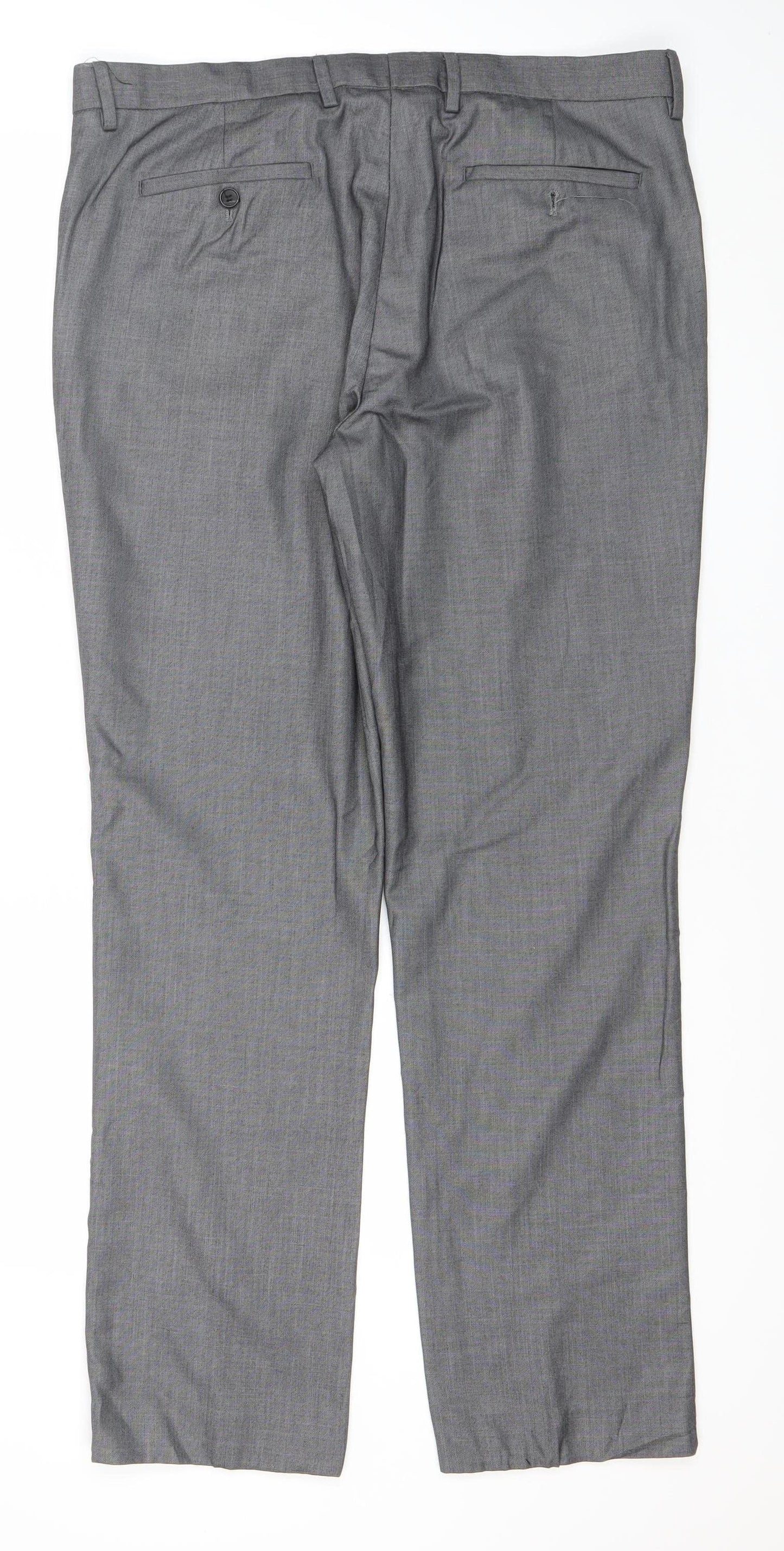 Cedar Wood State Men's Grey 36R Regular Fit Dress Trousers