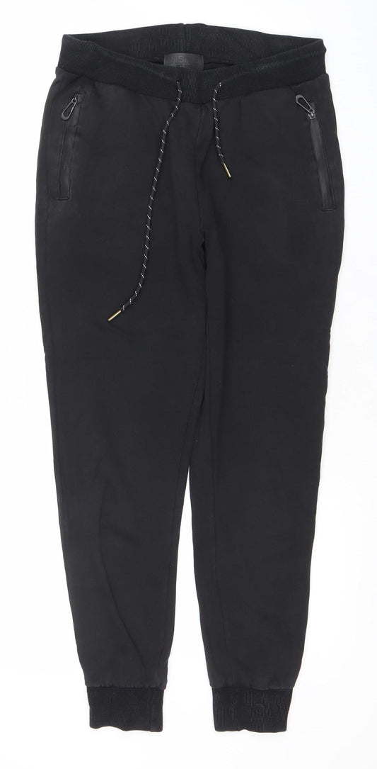 INSIVE Men’s Black Cotton Joggers Size M Tapered Activewear Trousers