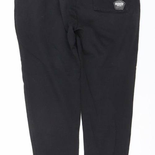 INSIVE Men’s Black Cotton Joggers Size M Tapered Activewear Trousers