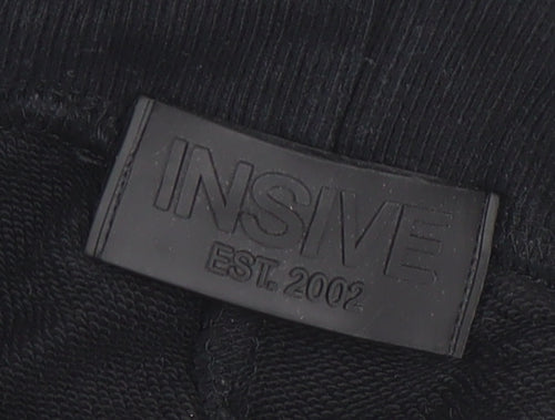 INSIVE Men’s Black Cotton Joggers Size M Tapered Activewear Trousers