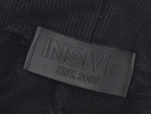 INSIVE Men’s Black Cotton Joggers Size M Tapered Activewear Trousers