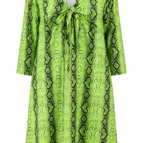 ASOS Women’s Green Snake Print Bodycon Dress Size 22 Long Sleeve V-Neck