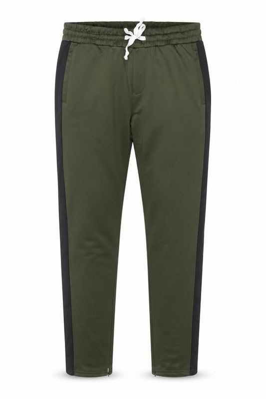 Front view of Jack & Jones Men Green Track Pants L Regular Fit Elastic Waist