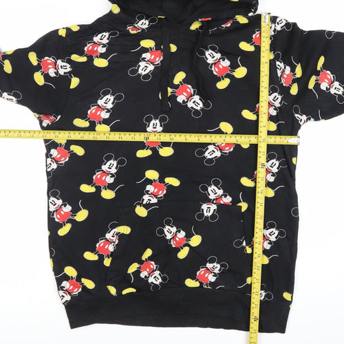 Disney Womens Black Mickey Mouse Pullover Hoodie Size 12 Cotton