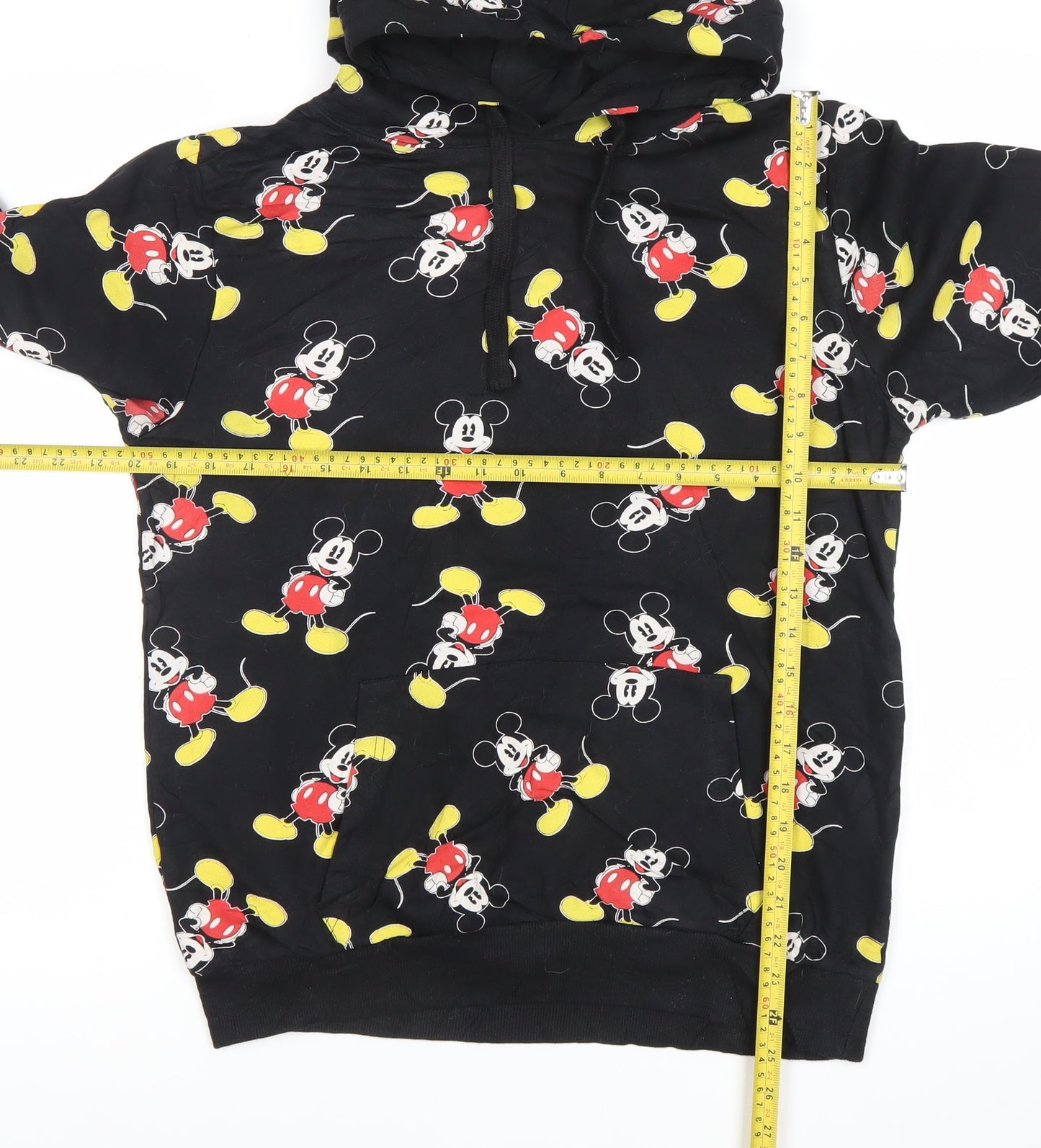 Disney Womens Black Mickey Mouse Pullover Hoodie Size 12 Cotton