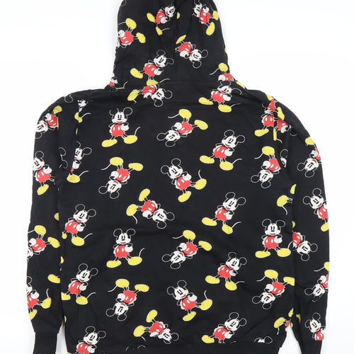 Disney Womens Black Mickey Mouse Pullover Hoodie Size 12 Cotton