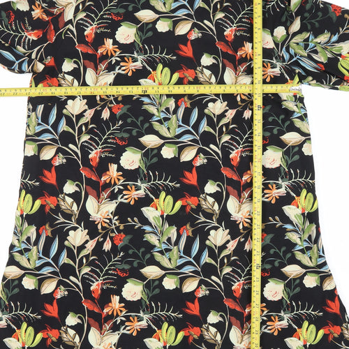 Mela London Women’s Black Floral Shift Dress Size 18 3/4 Sleeve
