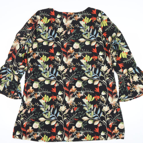 Mela London Women’s Black Floral Shift Dress Size 18 3/4 Sleeve