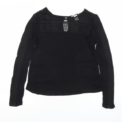 H&M Womens Black Lace Detail Long Sleeve Blouse XS