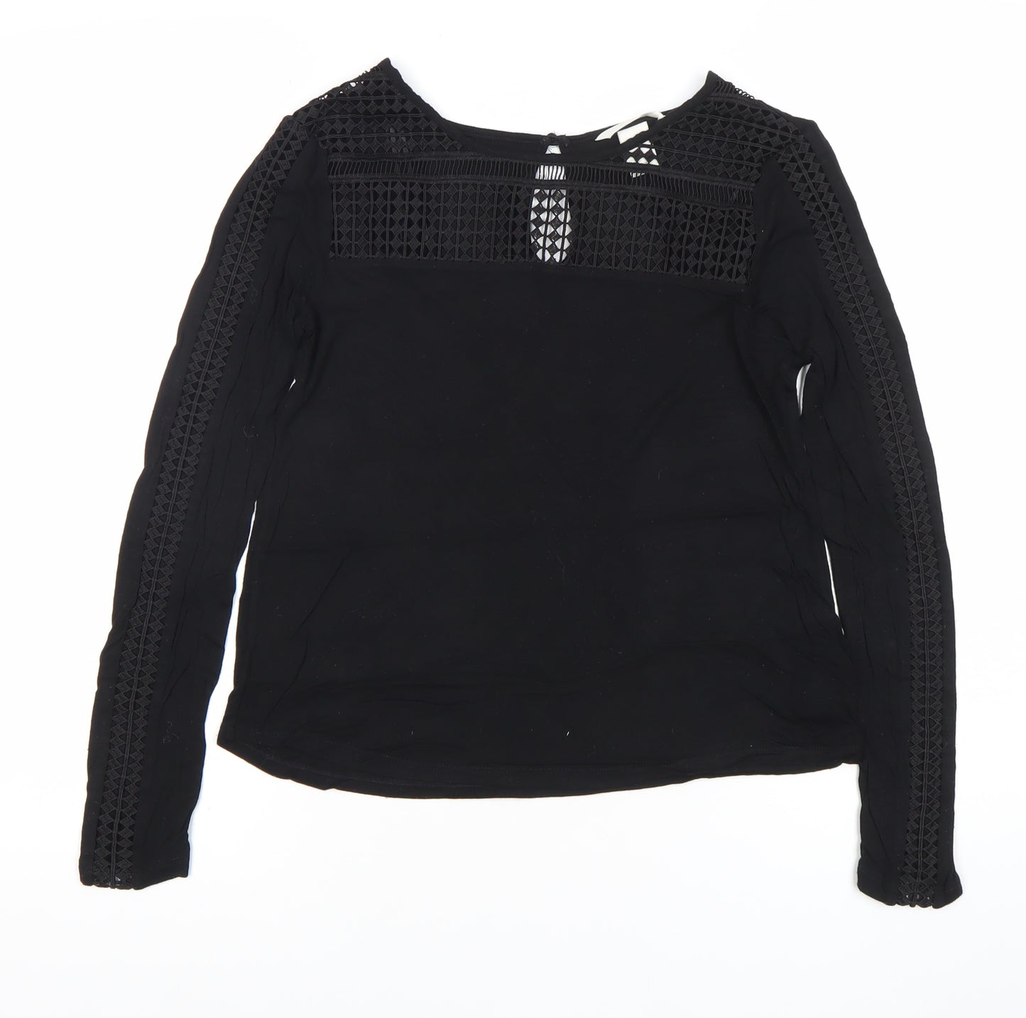 H&M Womens Black Lace Detail Long Sleeve Blouse XS